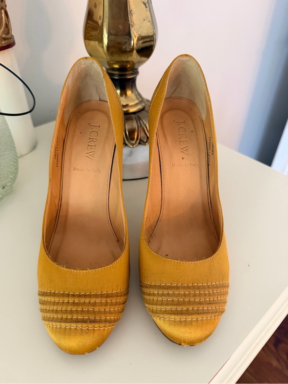 J. Crew Yellow Round-Toe Leather Pumps